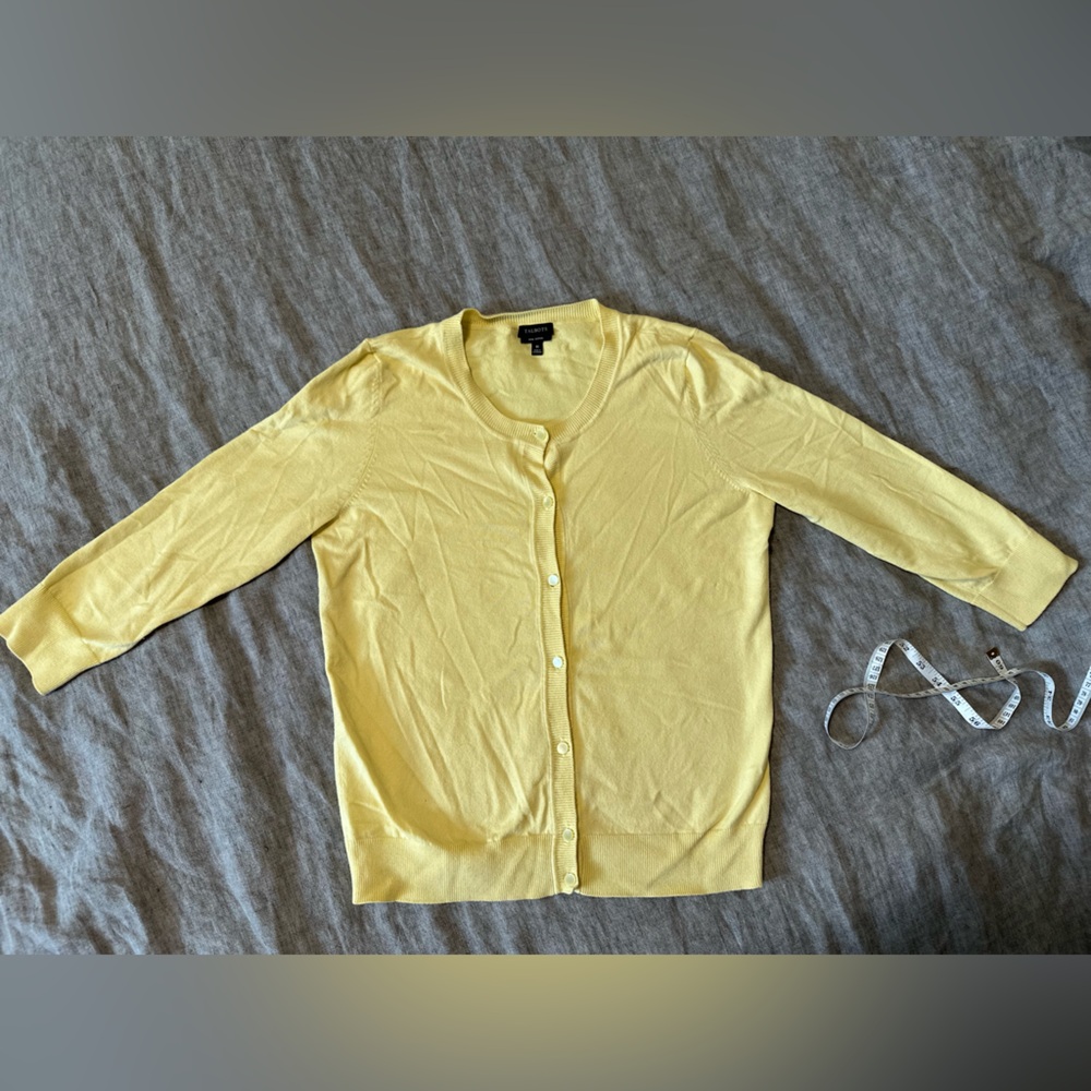 Talbot Quarter Sleeve Yellow Button-Up Cardigan